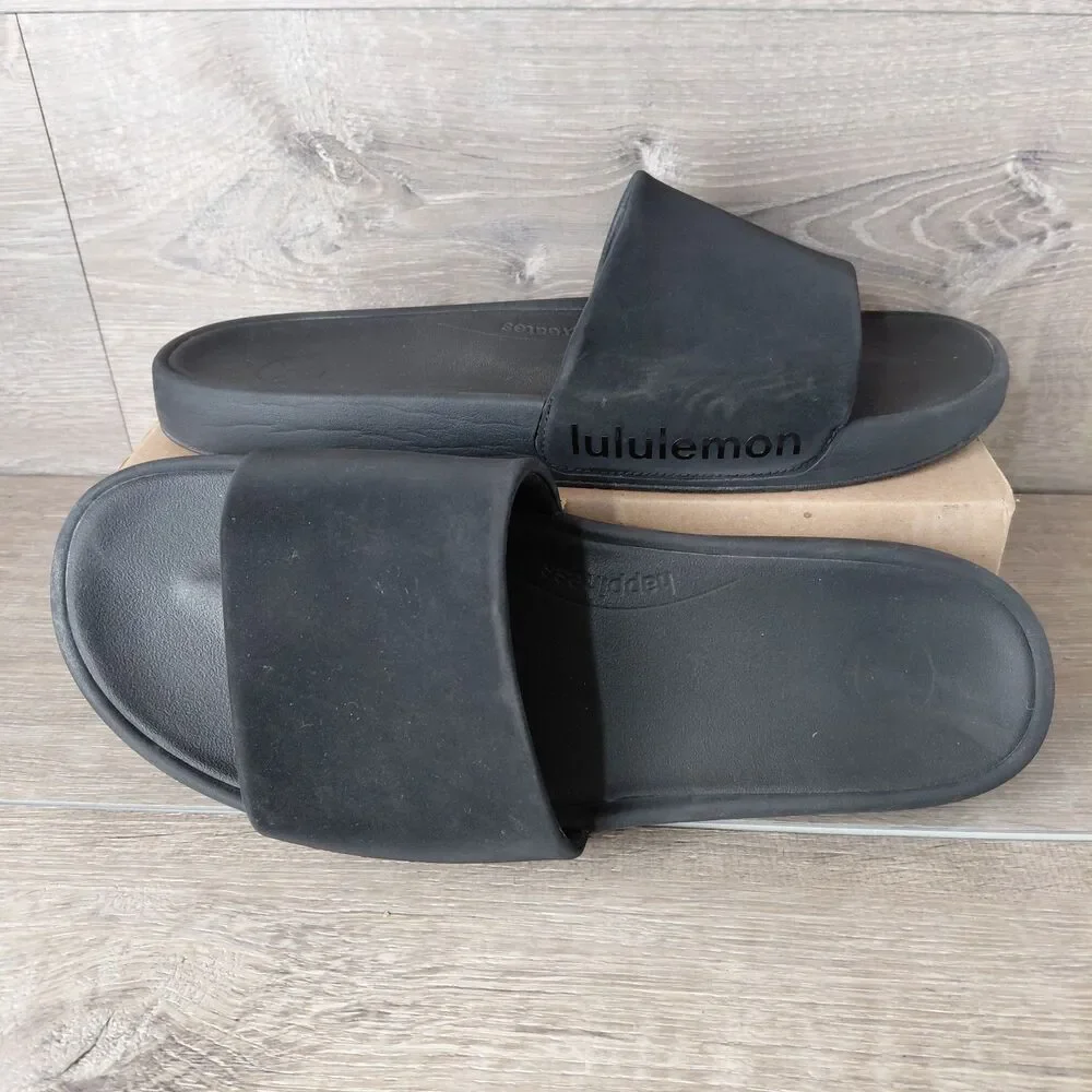 Lululemon Restfeel Slides Mens 12 Black Slip On Beach Gym Shower Resort Sandals